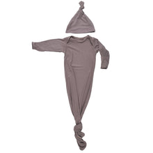 Load image into Gallery viewer, Cocoa Brown Ribbed Knotted Newborn Baby Gown sleepwear