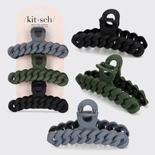 Load image into Gallery viewer, Eco-friendly Chain Claw Clip 3pc Set - Black/Moss