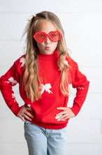 Load image into Gallery viewer, Kids Red Bow Crew Neck Christmas Holiday Winter Sweater