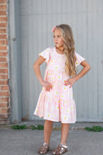 Load image into Gallery viewer, Girls Emma Pink Spring Daisy Flutter Sleeve Twirl Dress