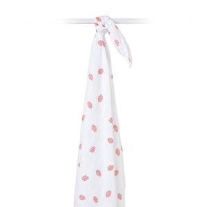 Muslin Cotton Swaddle Blanket - Large - Strawberries