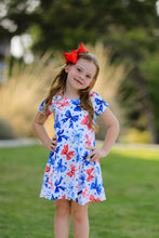 Load image into Gallery viewer, 4th Of July Bow Star Girls Dress