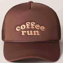 Load image into Gallery viewer, Coffee Run Embroidered Trucker Cap