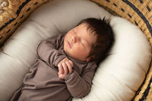 Load image into Gallery viewer, Cocoa Brown Ribbed Knotted Newborn Baby Gown sleepwear