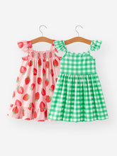 Load image into Gallery viewer, Summer Girls Strawberry and Plaid Dress