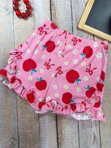 Apples & Bows Pink Ruffled Shorts Set