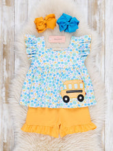 Load image into Gallery viewer, Floral Embroidered Bus Route Ruffle Outfit