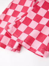 Load image into Gallery viewer, Girls Pink Plaid Print Elastic Flared Pants Jeans