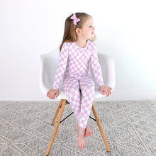 Load image into Gallery viewer, Myla Purple Checks TWO PIECE - NO BUTTON Bamboo Kids Lounge
