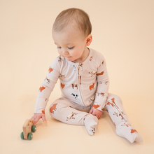 Load image into Gallery viewer, Bamboo 2-Way Convertible Zip Romper | Oatmeal Cow (0-24m)