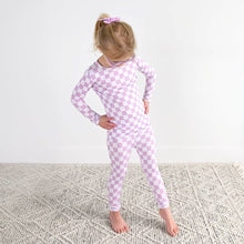 Load image into Gallery viewer, Myla Purple Checks TWO PIECE - NO BUTTON Bamboo Kids Lounge