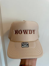 Load image into Gallery viewer, Howdy Hat: Tan Trucker Hat