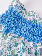 Load image into Gallery viewer, Blue Floral Girls Swimsuit