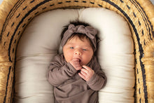 Load image into Gallery viewer, Cocoa Brown Ribbed Knotted Newborn Baby Gown sleepwear