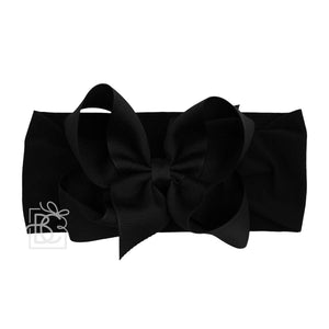 WIDE PANTYHOSE HEADBAND W/CLASSIC GROSGRAIN BOW