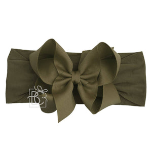 WIDE PANTYHOSE HEADBAND W/CLASSIC GROSGRAIN BOW