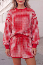 Load image into Gallery viewer, Gingham Print Cozy Oversized Top &amp; Skort Set