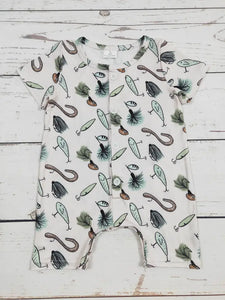 Fish Print Button Down Romper