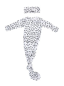 Black & White Polka Dot Knotted Gown