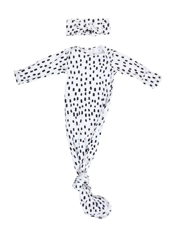 Black & White Polka Dot Knotted Gown
