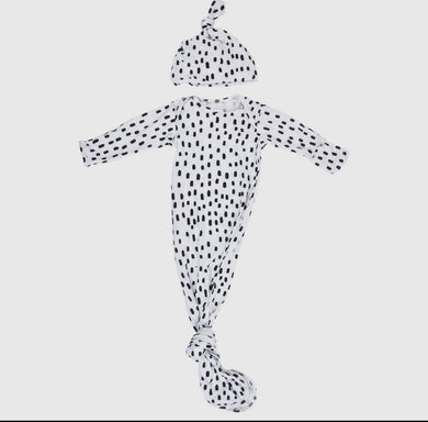Black & White Polka Dot Knotted Gown