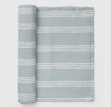 Ice Blue Stripe Muslin Swaddle