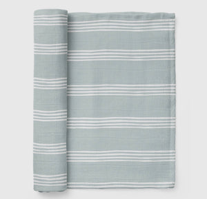 Ice Blue Stripe Muslin Swaddle