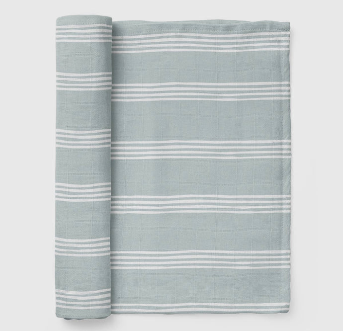 Ice Blue Stripe Muslin Swaddle