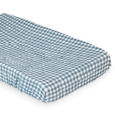 Navy Gingham Changing Pad Cover