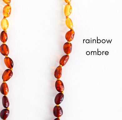 Rainbow Ombré Baltic Amber Teething Necklace