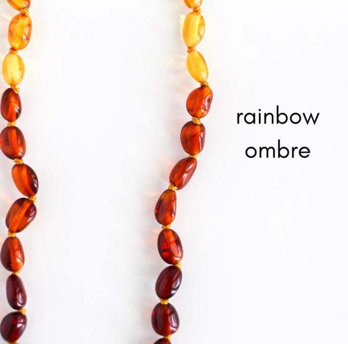 Rainbow Ombré Baltic Amber Teething Necklace