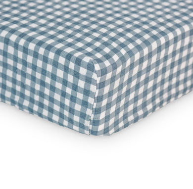 Navy Gingham Crib Sheet