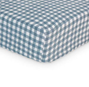 Navy Gingham Crib Sheet